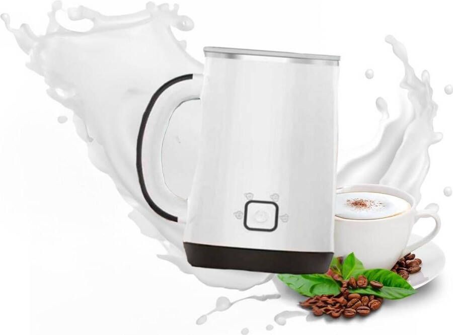 Elektrische melkopschuimer antiaanbakoppervlak stille bediening afneembare basis verwarming 65 graden roestvrij staal 280 ml 550 W wit