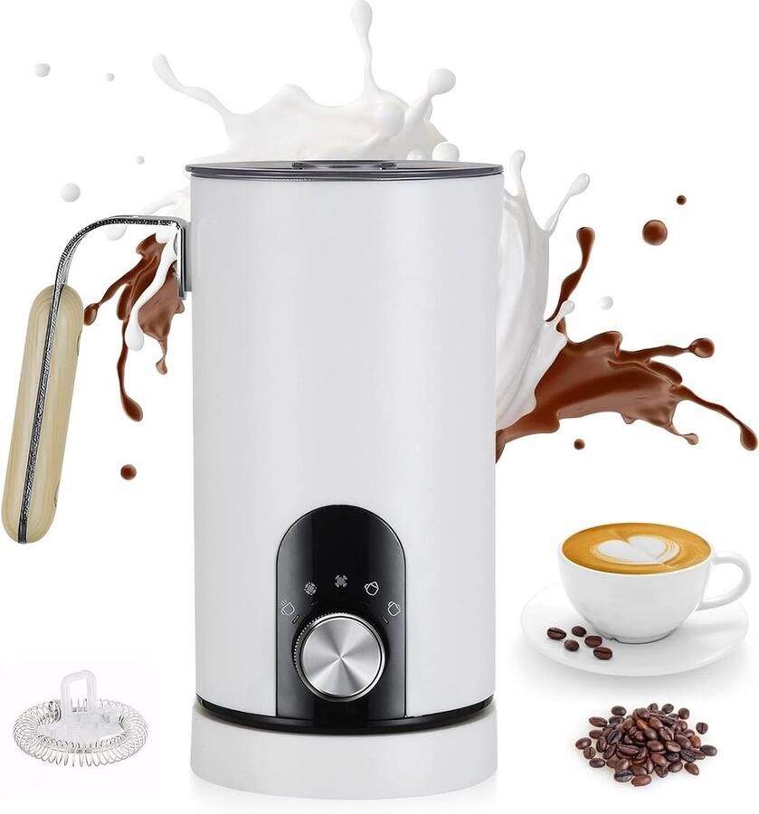Elektrische Melkopschuimer Automatisch Barista Drankjes Maken 5-in-1 Multifunctioneel 350 ml Wit