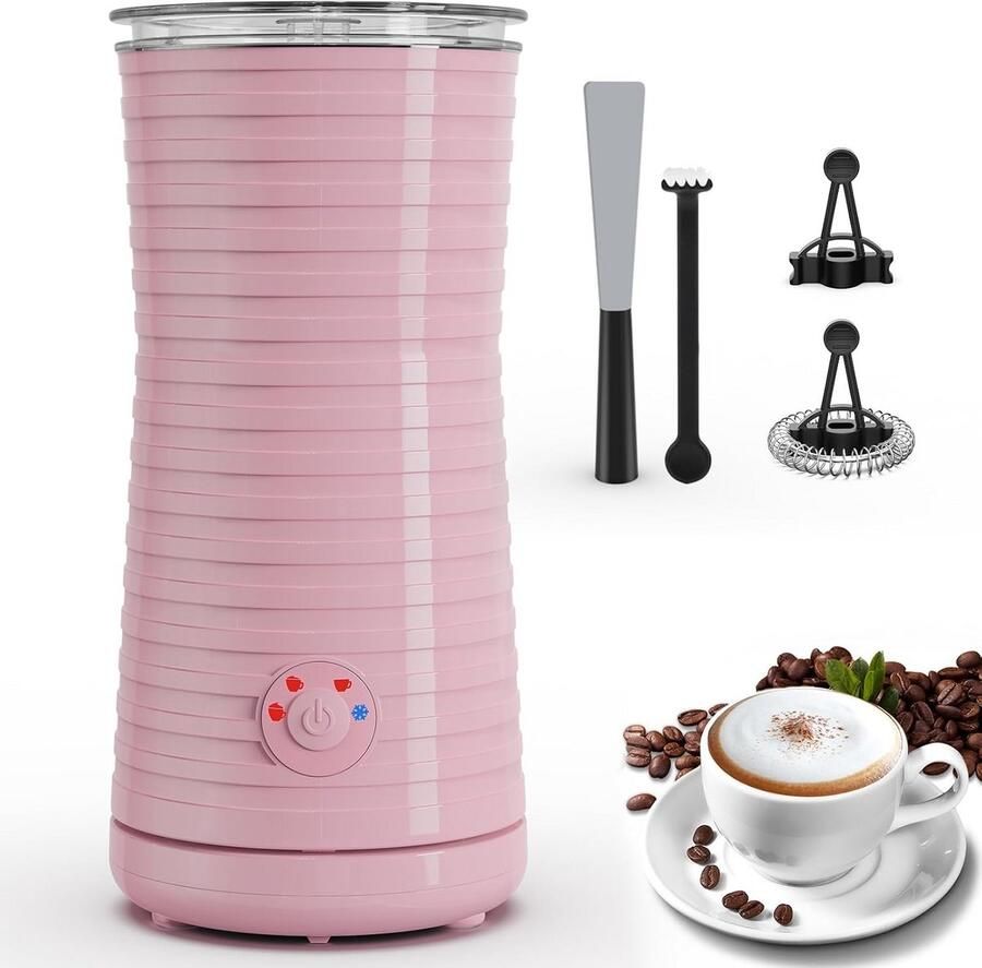 Elektrische Melkopschuimer Automatische Cappuccinator Koffie Maken Vier Functies 240 ml Roze