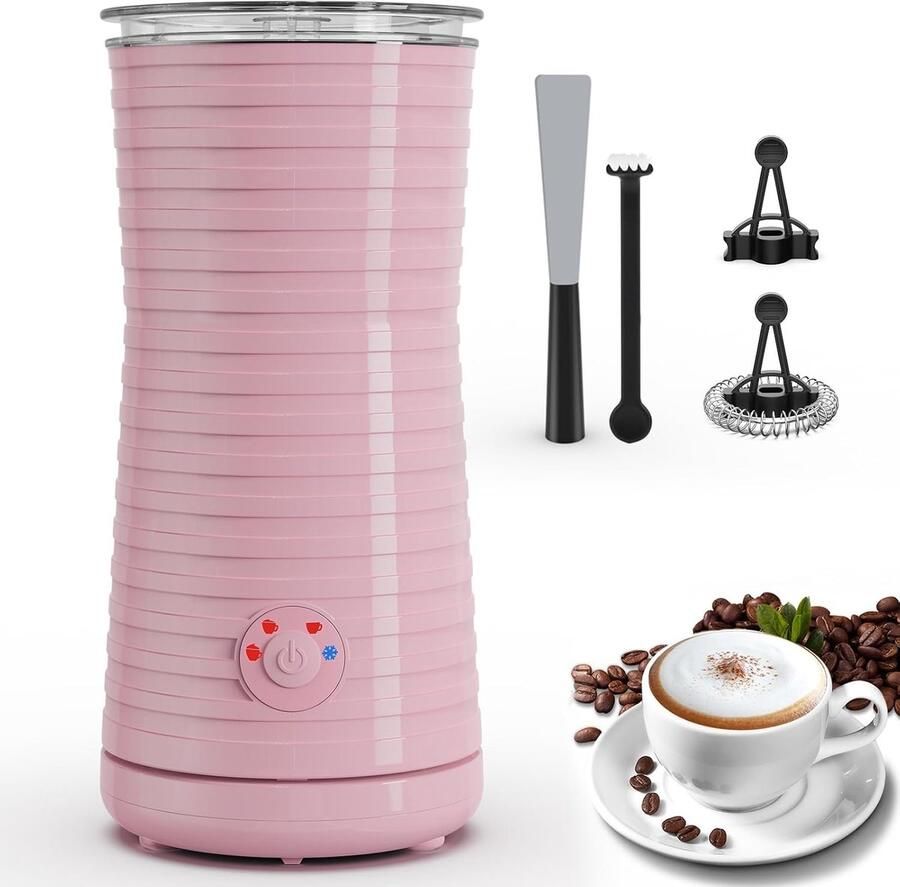Elektrische Melkopschuimer Automatische Cappuccinator Koffie Maken Vier Functies 240 ml Roze