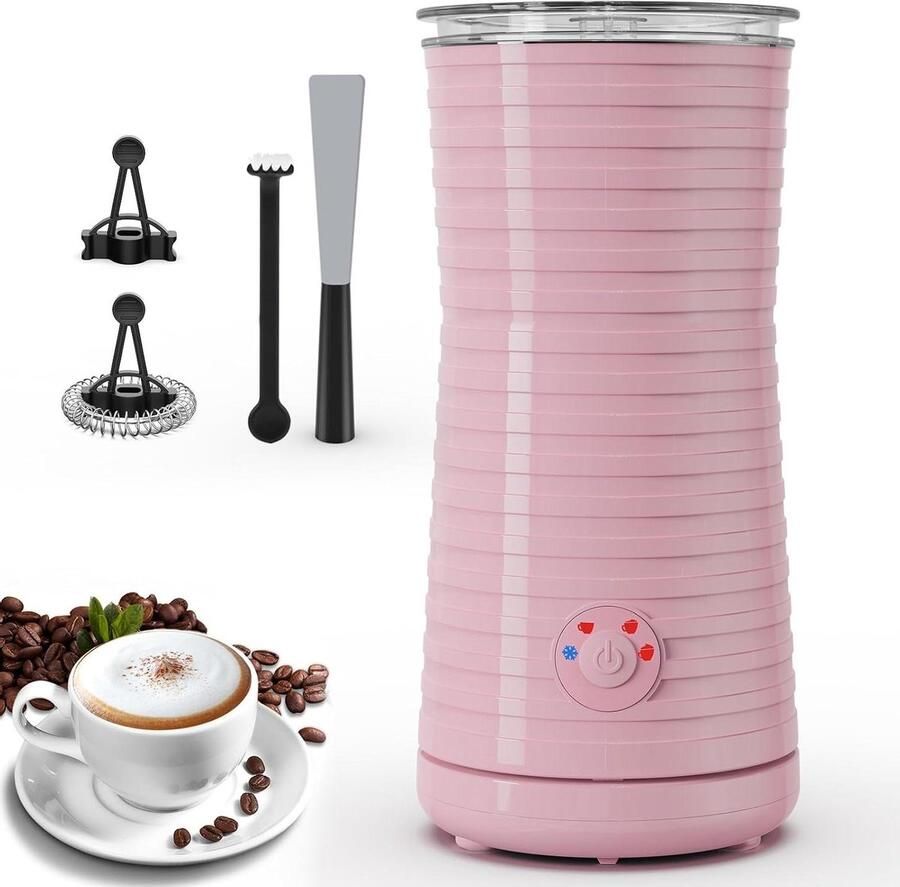 Elektrische Melkopschuimer Automatische Cappuccinator Warme Drank Maken Vier Functies 240 ml Capaciteit Roze
