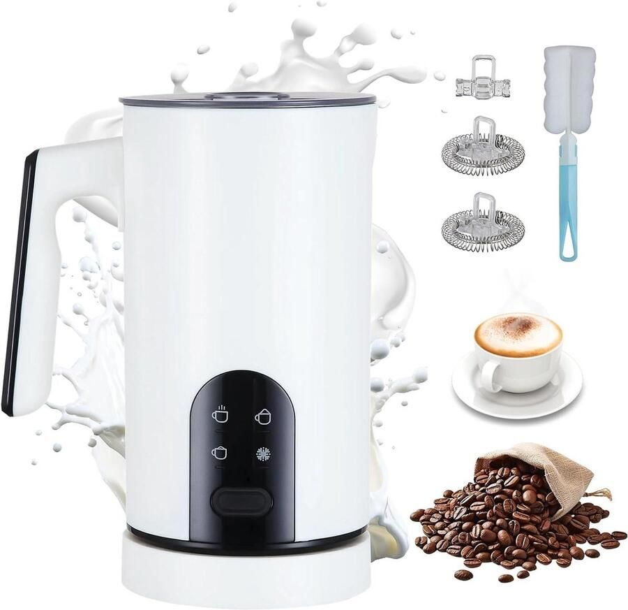 Elektrische Melkopschuimer Automatische Melkopschuimer Koffie Bereiden 4-in-1 Multifunctioneel 350 ml Wit