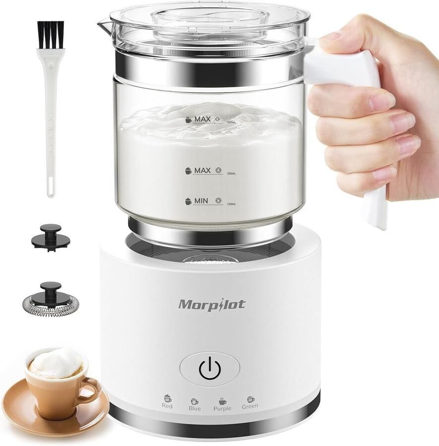 Elektrische Melkopschuimer Automatische Melkopschuimer Koffie Specialiteiten 4-in-1 Functies 500 ml Capaciteit Glas