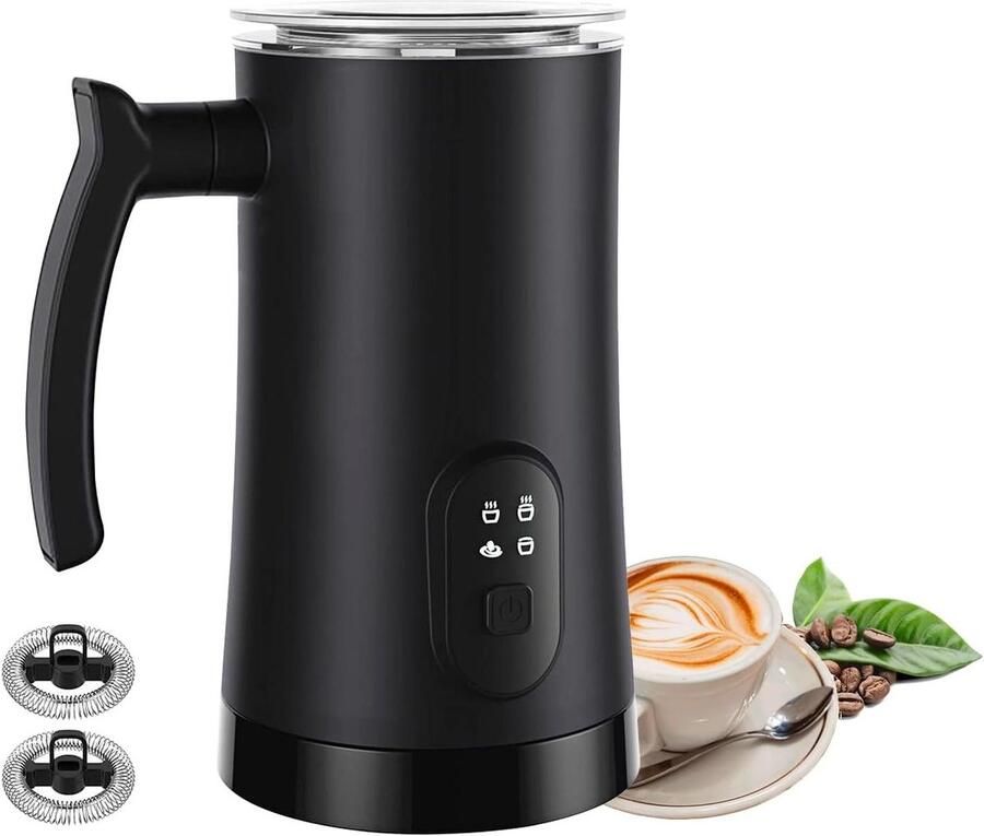 Elektrische Melkopschuimer Automatische Melkopschuimer Koffie Specialiteiten Maken 4-in-1 Functies 350 ml Zwart