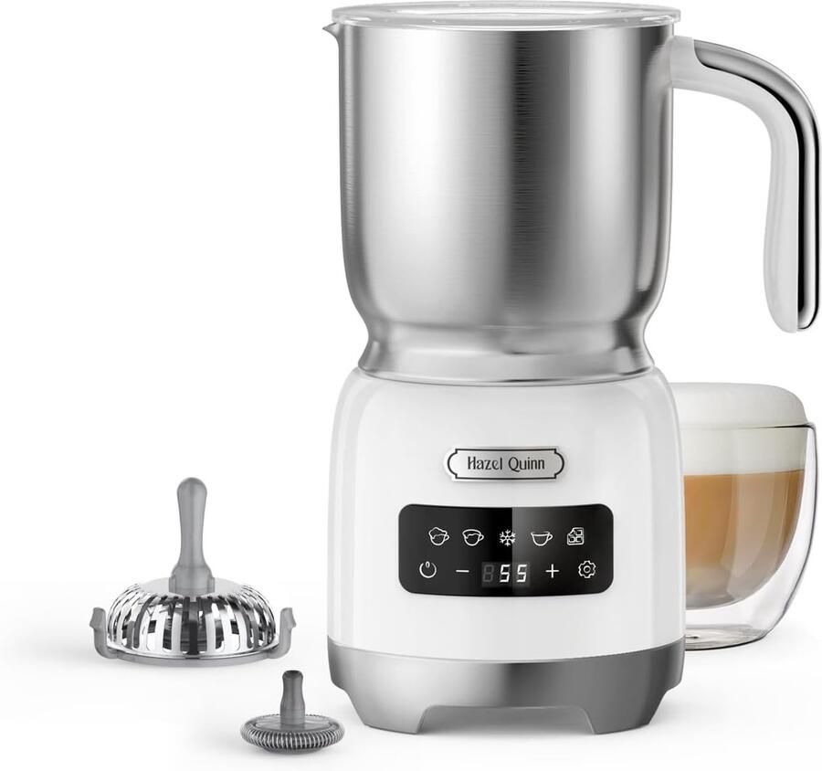 Elektrische Melkopschuimer Automatische Melkwarmer Koffiebereiding Thuis 5-in-1 Functies 400 ml Capaciteit Parelwit
