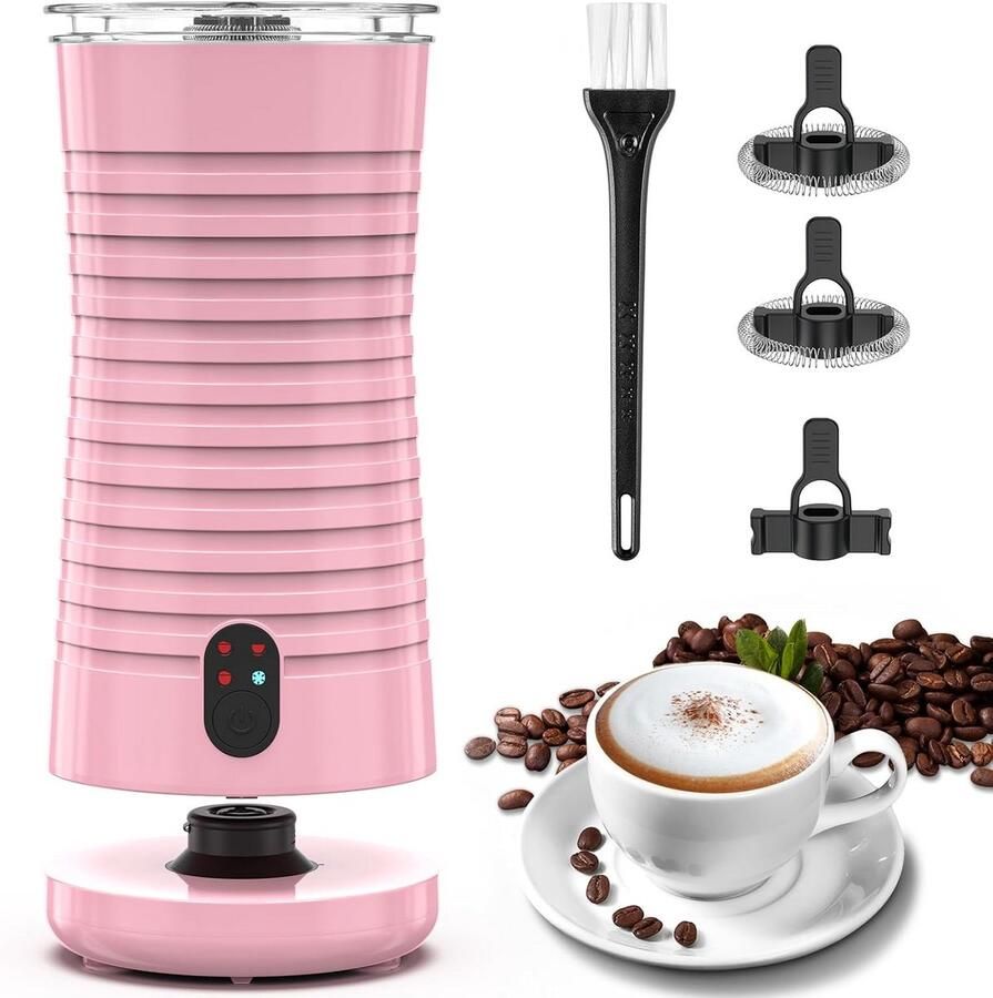 Elektrische Melkopschuimer Automatische Opschuimer Koffie Maken 4-in-1 Functie 240 ml Capaciteit Roze