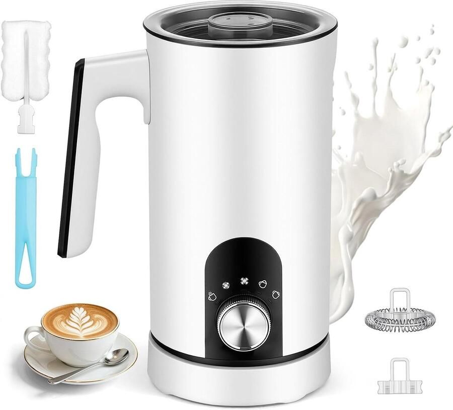 Elektrische Melkopschuimer Automatische Opschuimer Koffie Maken 5-in-1 Multifunctioneel 350 ml Wit