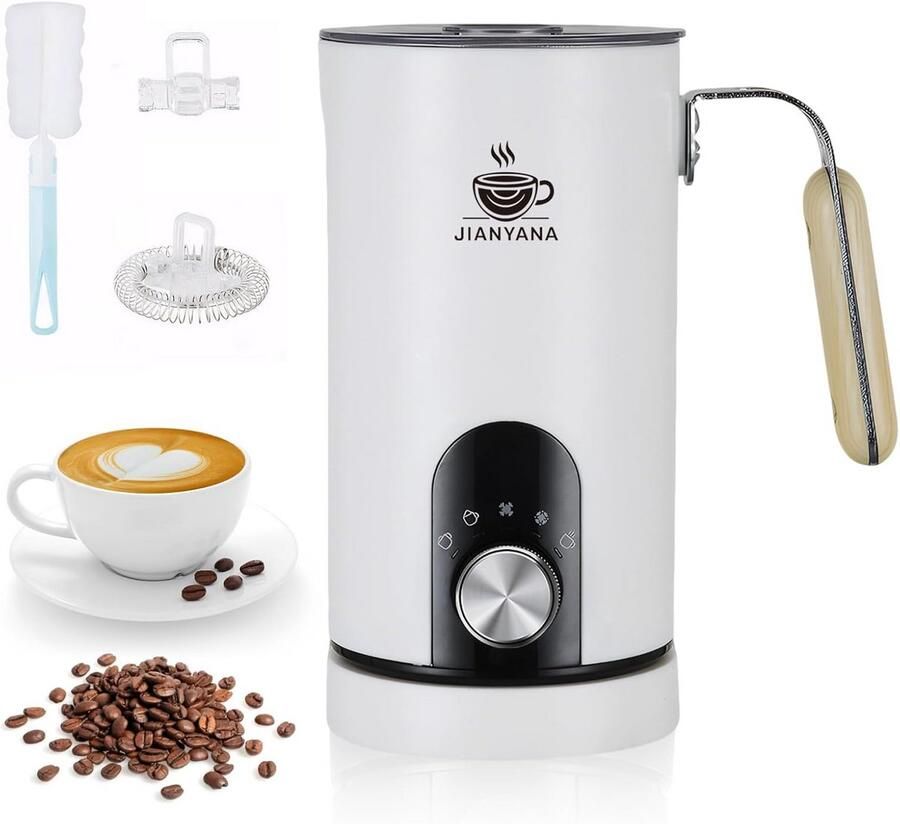 Elektrische melkopschuimer Automatische opschuimer Koffie maken 5-in-1 schuimregeling 350 ml inhoud Wit