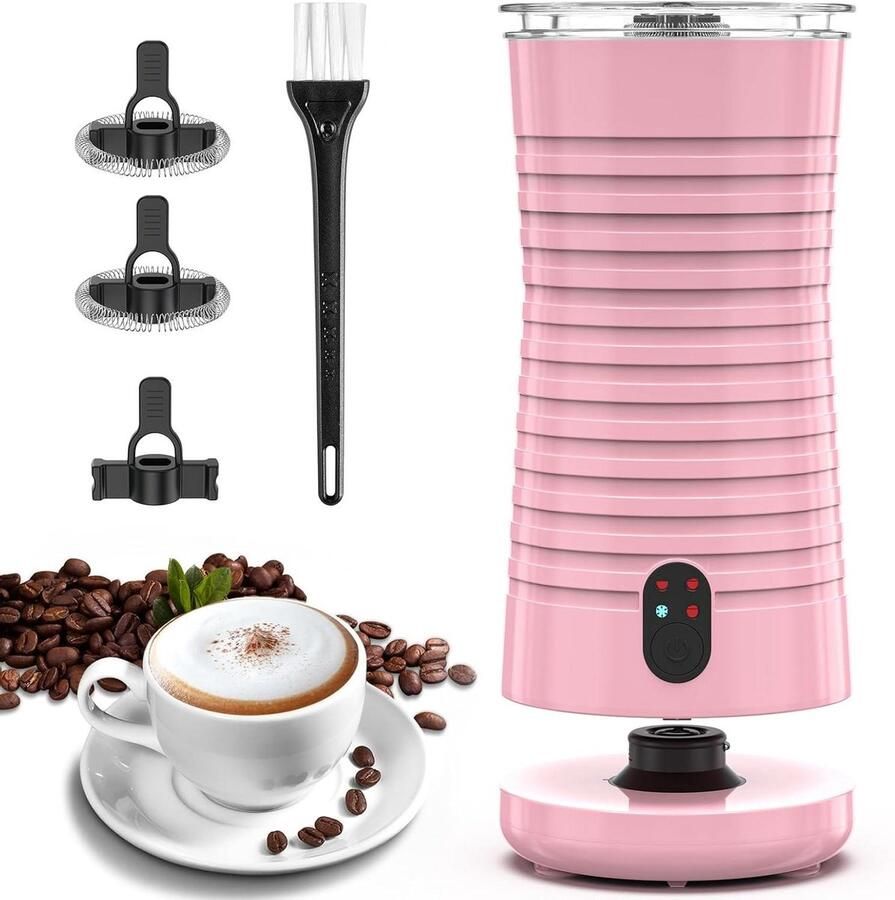 Elektrische Melkopschuimer Automatische opschuimer Warme dranken maken Vier functies in één 240 ml capaciteit Roze