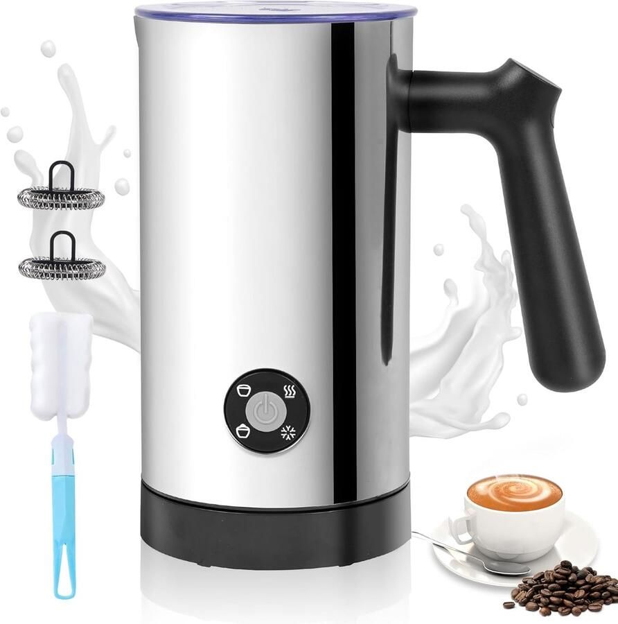 Elektrische Melkopschuimer Automatische Melkwarmer Koffie Specialiteiten 4-in-1 Functies 300 ml Capaciteit Zilver