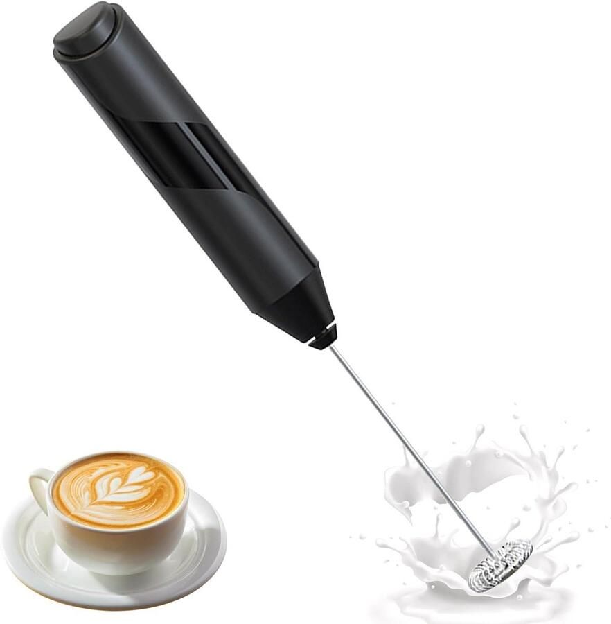 Elektrische Melkopschuimer Cappuccino Maker Drankjes Bereiden Compact Reisontwerp 12 x 6 x 1 cm Zwart