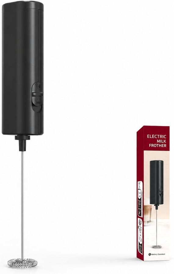 Elektrische Melkopschuimer Draadloze Melkklopper op Batterijen Koffie Mini Mixer voor Cappuccino Latte Matcha en Cacao Compact en Licht Zwart