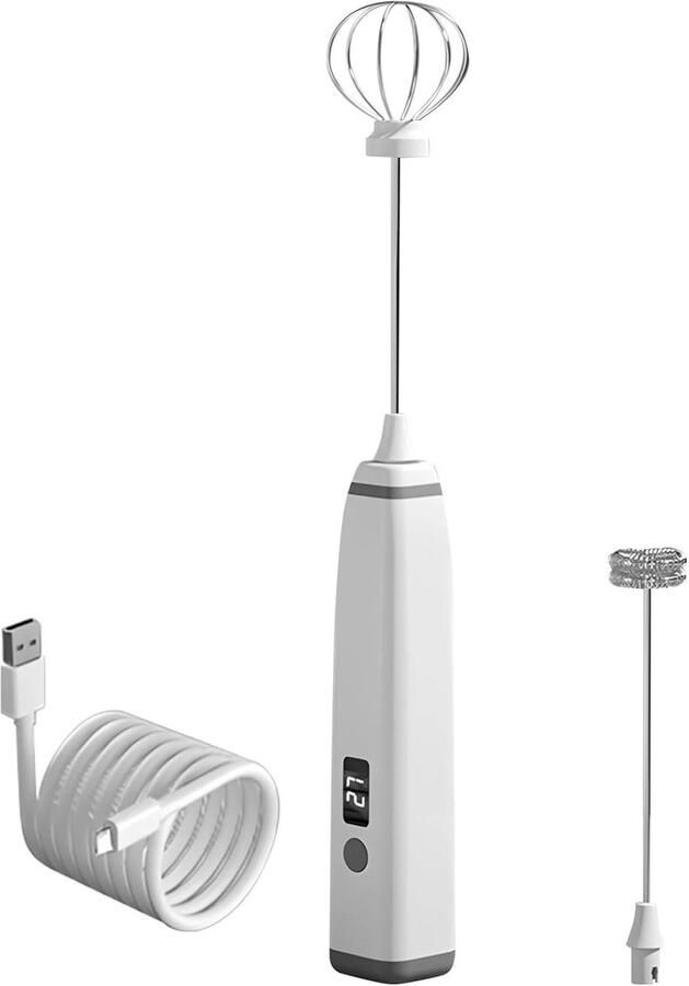 Elektrische Melkopschuimer Draadloos Garde Koffie Maken 3 Snelheden 30 cm Zwart
