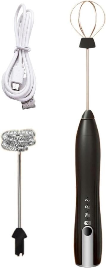 Elektrische melkopschuimer draagbare melkschuimer voor koffie warme chocolademelk en eieren draagbaar ontwerp zwart 16 5 x 3 x 3 cm ABS