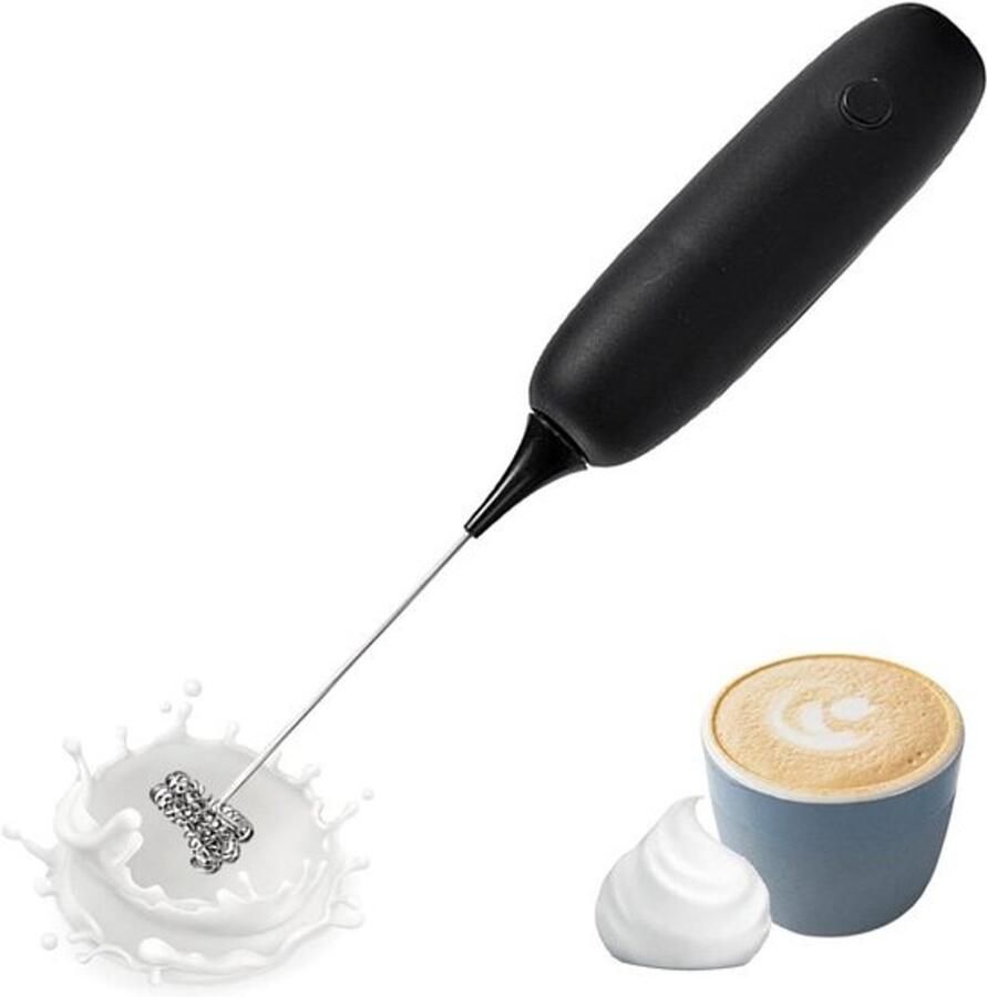 Elektrische Melkopschuimer Draagbare Mixer Koffie Maken Stil Ontwerp 23.8 cm Zwart