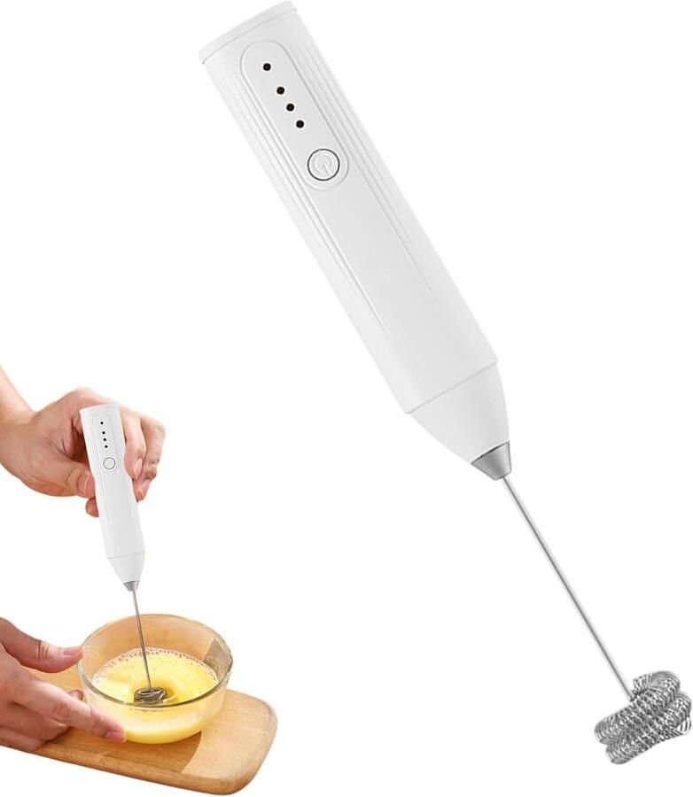 Elektrische Melkopschuimer Drankmixer Latte Koffie Drankjes Maken Drie Snelheden Instelbaar Compact Formaat Wit