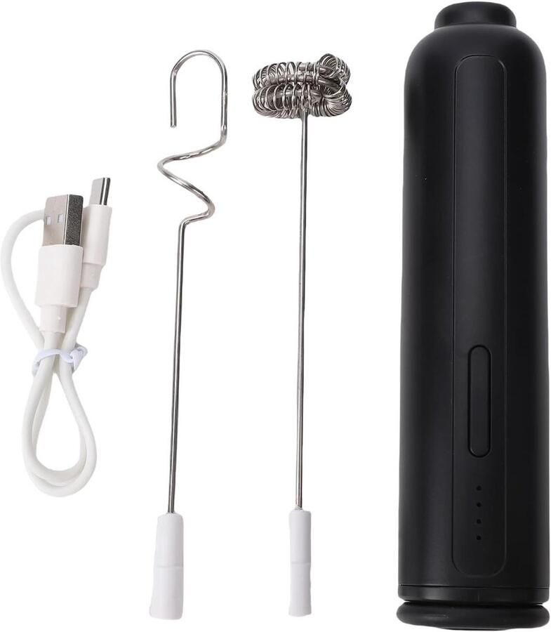 Elektrische Melkopschuimer Drankmixer Oplader Koffie Bereiden Drie Snelheden 1200 mAh Batterij Zwart