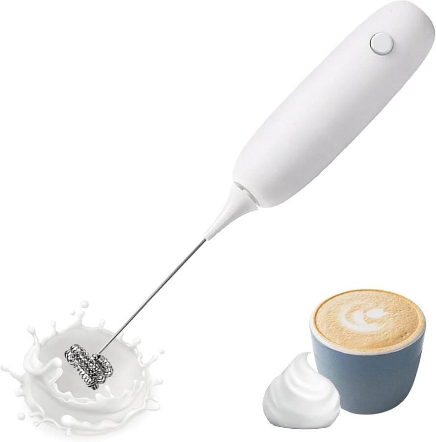 Elektrische Melkopschuimer Drankmixer Opschuimer Dranken Bereiden Dubbele AA Batterijen 23.8 cm Wit