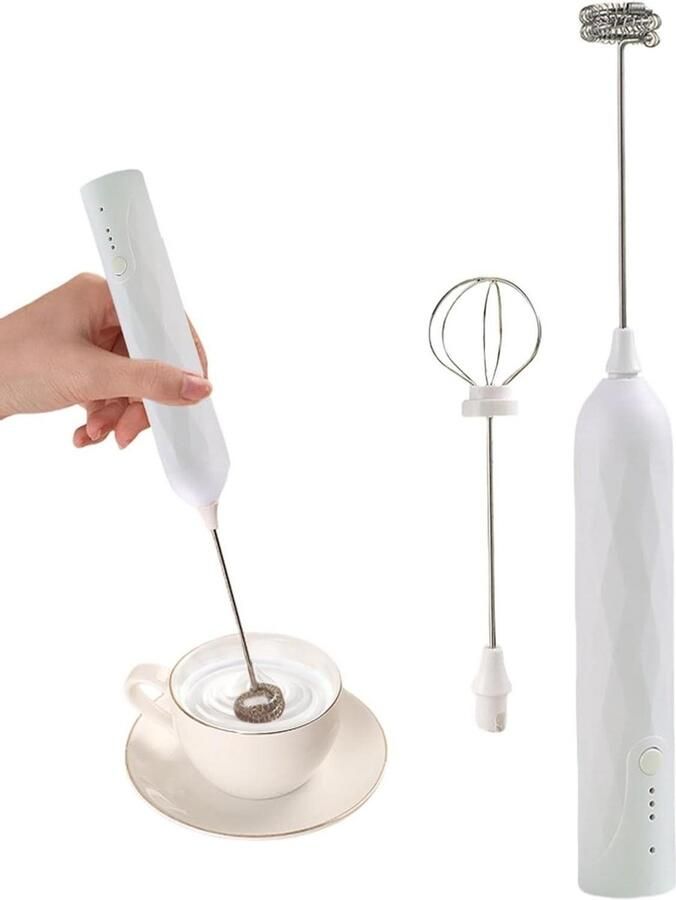 Elektrische Melkopschuimer Drankmixer Opschuimer Koffie Maken Drie Snelheden 28.5 cm Wit