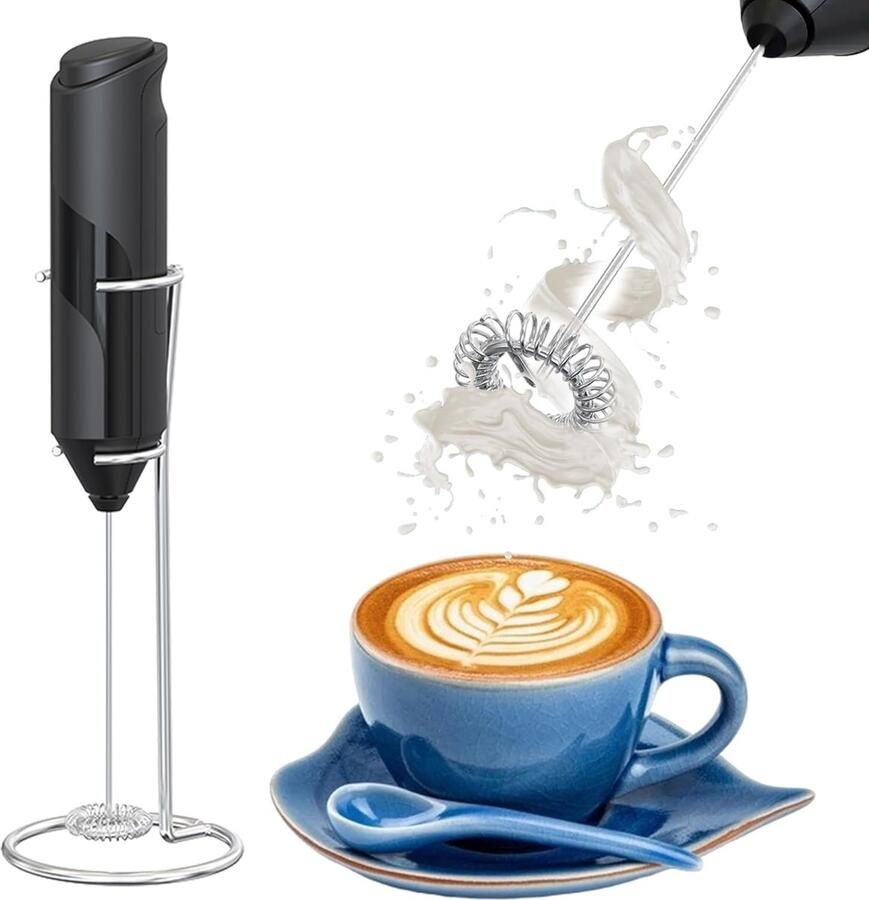Elektrische melkopschuimer Eierklopper melkopschuimer Melkklopper Handgarde Zwart