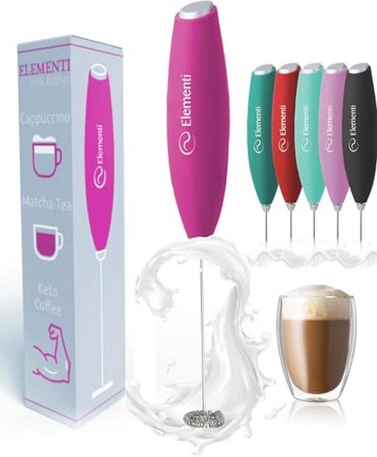 Elektrische Melkopschuimer en Matcha Whisk Handheld Koffiemixer en Frappe Maker Multifunctionele Mini Blender in Hot Pink