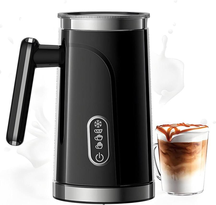 Elektrische Melkopschuimer en Warmer Koffie Maken 4-in-1 Functie 300ml Zwart
