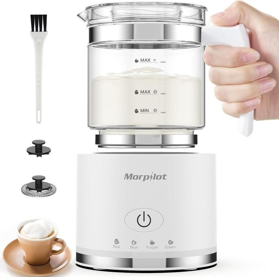 Elektrische Melkopschuimer Glas 4-in-1 Functie Vaatwasmachinebestendig Voor Koffieliefhebbers