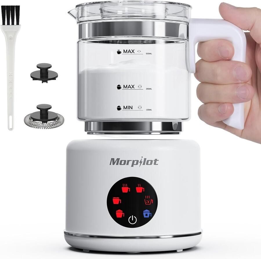 Elektrische Melkopschuimer Glas 6-in-1 Functie Grote Capaciteit Voor Cappuccino en Warme Melk