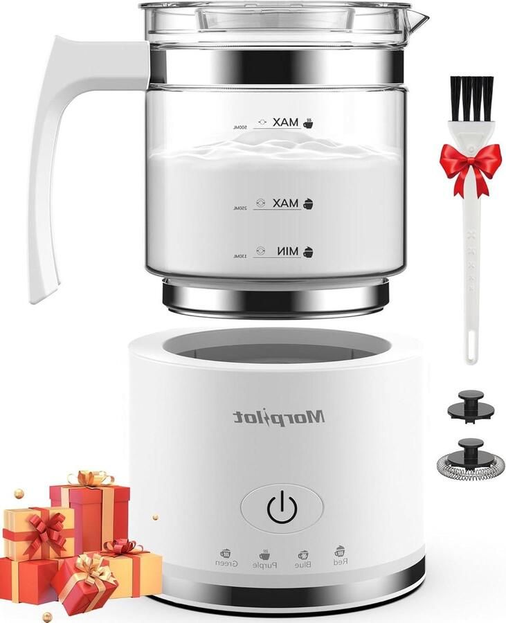 Elektrische Melkopschuimer Glas Koffie Maken 4-in-1 Functie 250 500 ml Wit