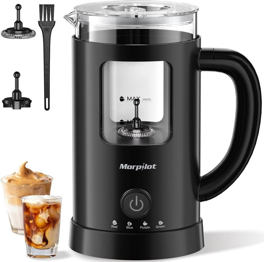 Elektrische Melkopschuimer Glas Luxe Koffie Maken Automatisch Opschuimen 600 ml Capaciteit Zwart