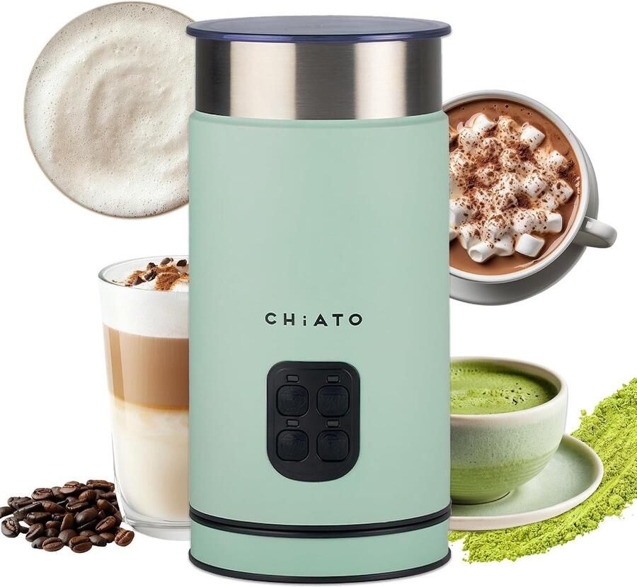 Elektrische Melkopschuimer Groen 4-in-1 Melkopschuimer en Melkverwarmer Voor Koffie Cacao en Matcha