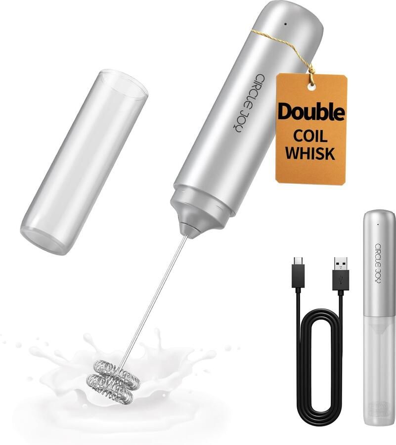 Elektrische melkopschuimer Handheld Dual Spring Whisk & Cover