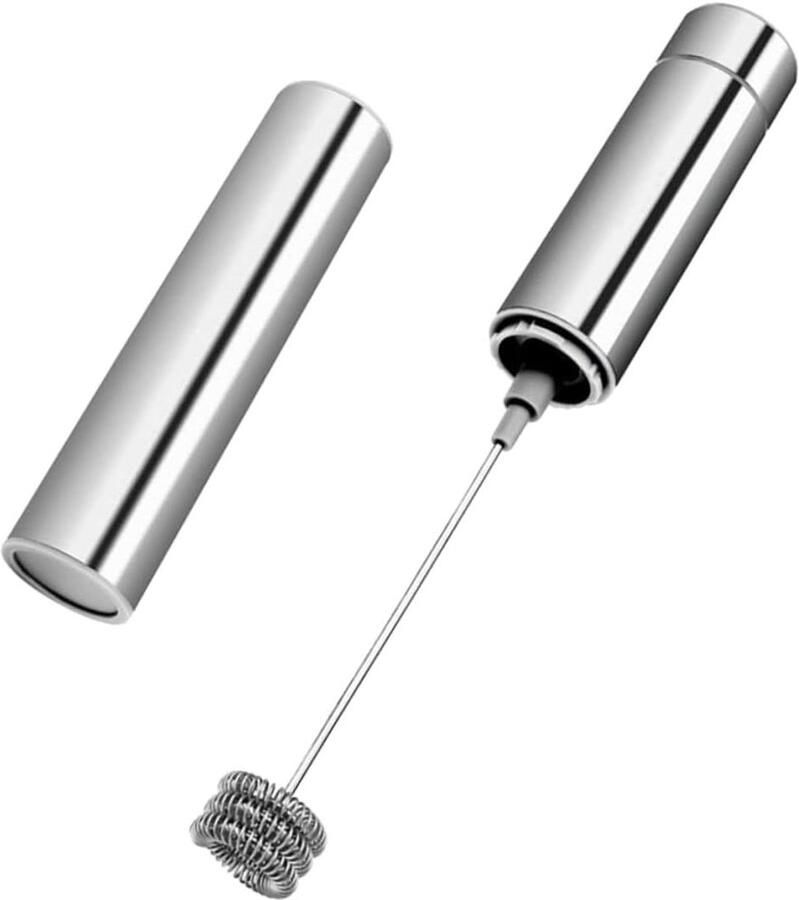Elektrische Melkopschuimer Handheld Mixer Koffie Maken Drielaags Spiraal 24 cm Zilver