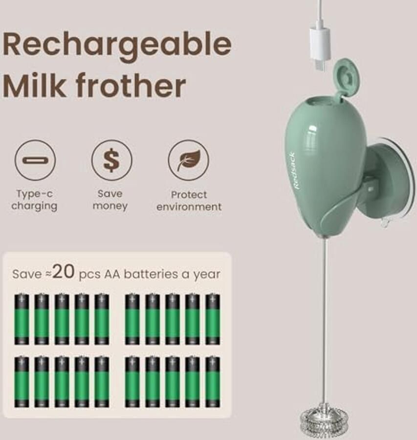 Elektrische Melkopschuimer Handheld USB Oplaadbaar Draagbare Koffieschuimer voor Thuis en Reizen - Foto 2