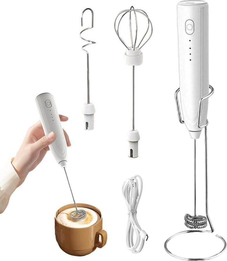 Elektrische melkopschuimer Handmatige opschuimer Koffie maken Drie snelheden USB oplader Zilver