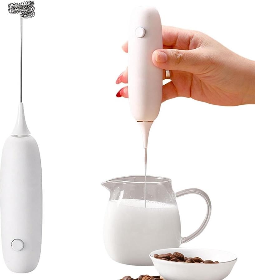 Elektrische Melkopschuimer Handmelkopschuimer Koffie Specialiteiten Maken Krachtige Stille Motor 23.8 cm Lengte Wit