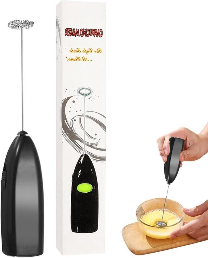 Elektrische Melkopschuimer Handmixer Garde Dranken Bereiden Snel Rijk Schuim 20.3 cm Zwart