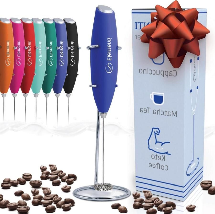 Elektrische Melkopschuimer Handmixer Garde Koffie Maken Snel Luxe Schuim Koningsblauw