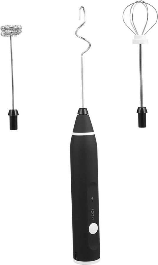 Elektrische Melkopschuimer Handmixer Koffie Dranken Maken USB Oplaadbaar 7.3 cm Zwart