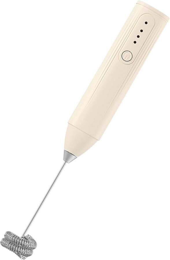 Elektrische Melkopschuimer Handmixer Koffie Maken 3 Snelheden 22 cm Beige