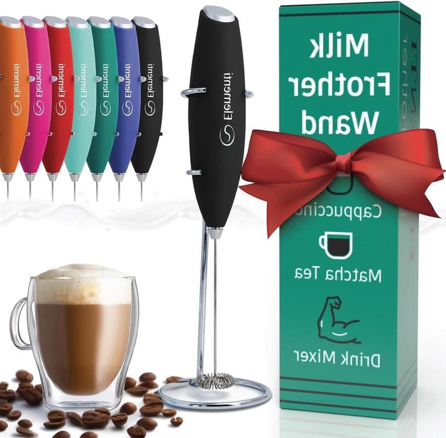 Elektrische Melkopschuimer Handmixer Matcha Koffie Maken Luxe Schuim 15 Sec 3.7 Ounces Zilver
