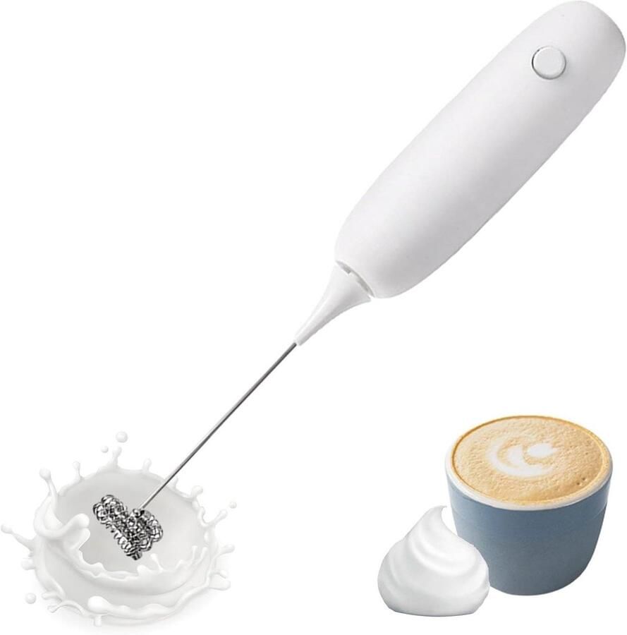 Elektrische Melkopschuimer Handmixer Opschuimer Dranken Bereiden Krachtige Stille Motor 23.8cm Wit