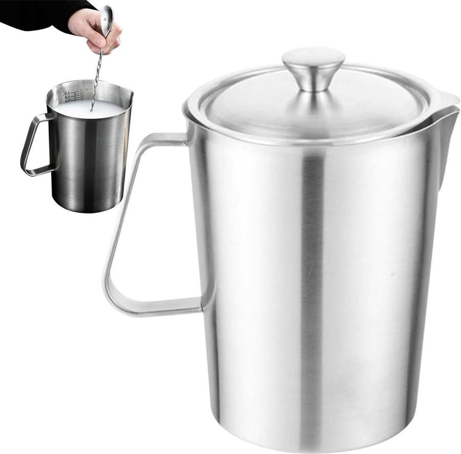 Elektrische Melkopschuimer Handmixer Opschuimer Dranken Bereiden Nauwkeurige Maatbeker 2 Liter Zilver