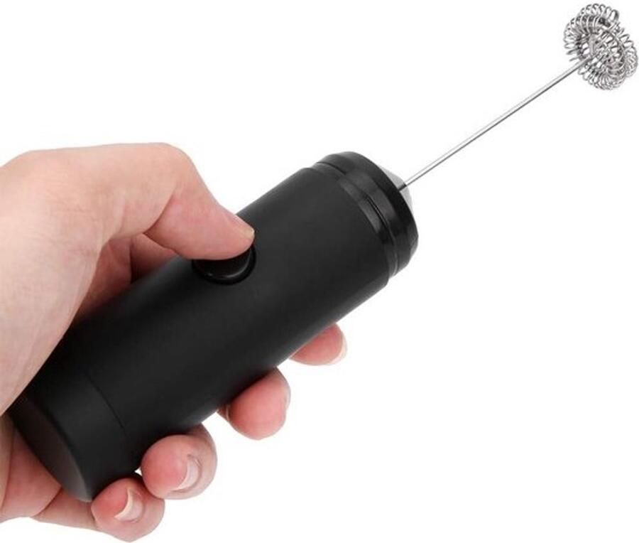 Elektrische Melkopschuimer Handmixer Klopper Koffie Drankjes Maken Dubbele Veergarde Motor 21.4 cm Lengte Zwart