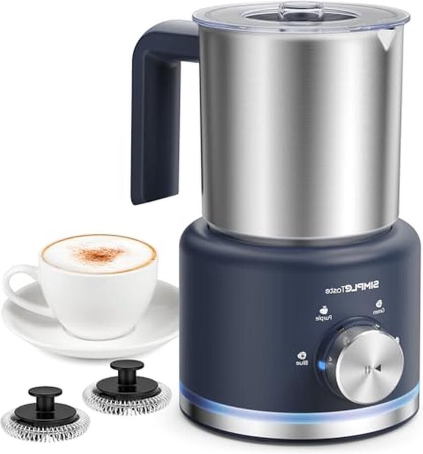 Elektrische Melkopschuimer Inductie Warme Dranken Maken 4-in-1 Functies 500 ml Blauw en Zilver