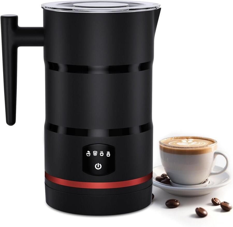 Elektrische Melkopschuimer Koffie Frother Melkopschuimer Warme Dranken Maken Automatische Temperatuurregeling 130ml Opschuimen Zwart