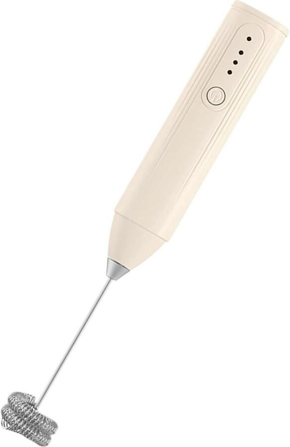 Elektrische Melkopschuimer Koffie Klopper Dranken Bereiden 3 Snelheden Instelbaar 22 cm Beige