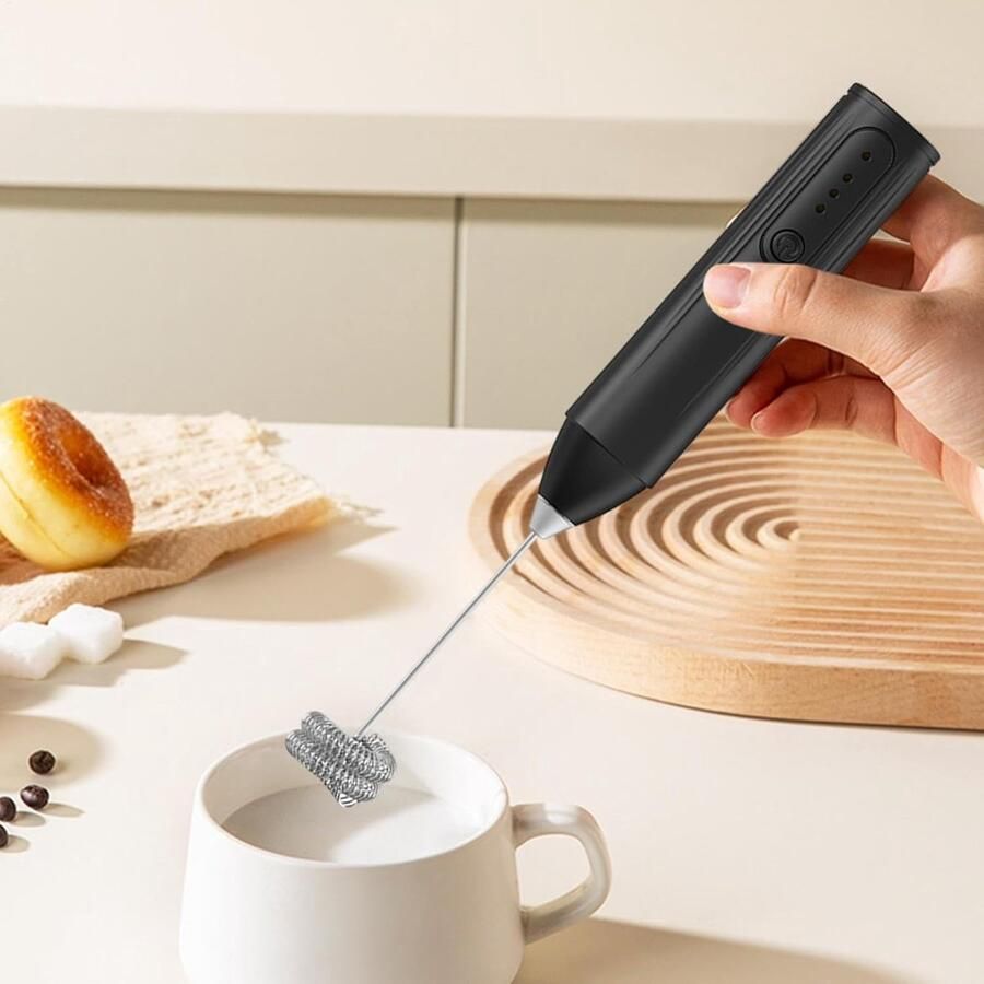 Elektrische Melkopschuimer Koffie Mixer Koffie Maken 3 Snelheden Instelbaar 1 stuk Zwart