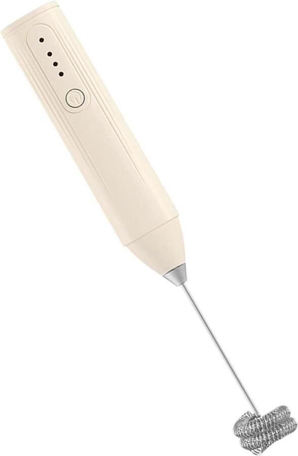 Elektrische Melkopschuimer Koffie opschuimer Handheld Koffiedranken Maken 3 Snelheden Instelbaar 22 cm Beige
