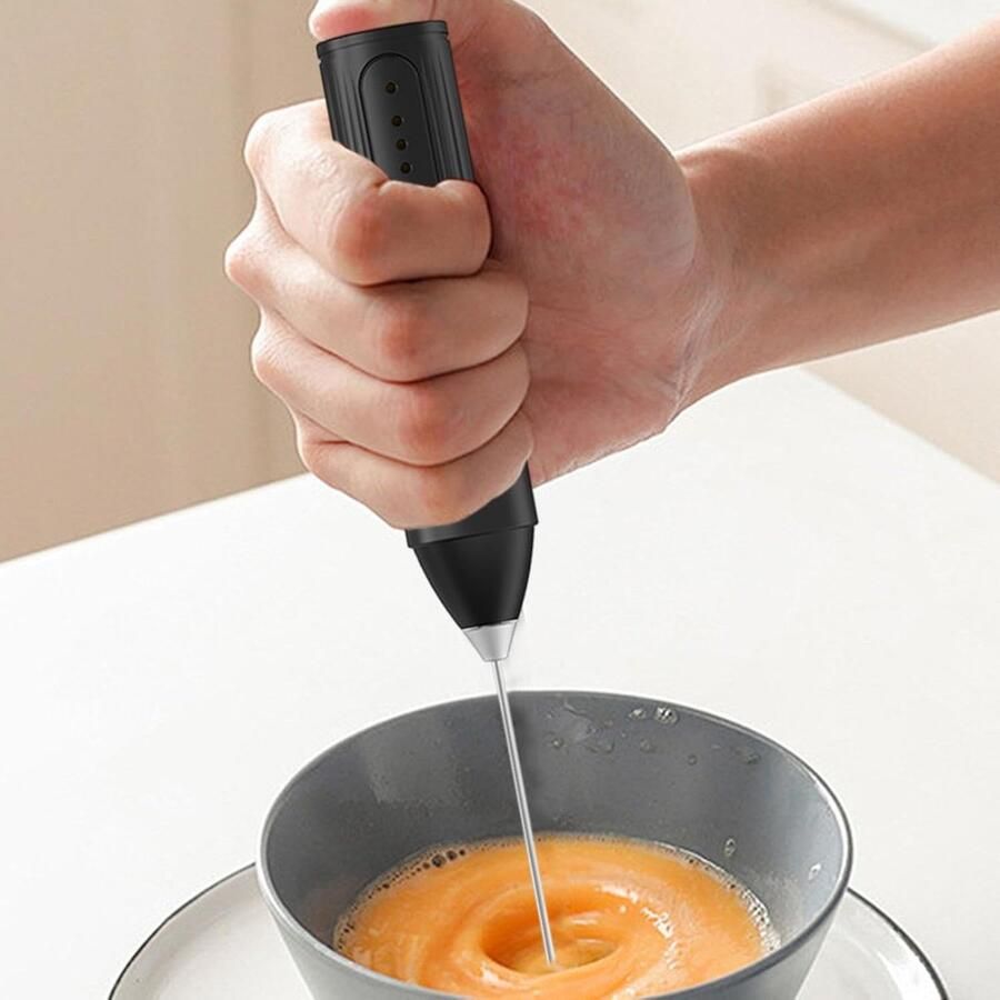 Elektrische Melkopschuimer Koffiemelkopschuimer Mixer Koffie Maken 3 Snelheden 8.66 inch Zwart